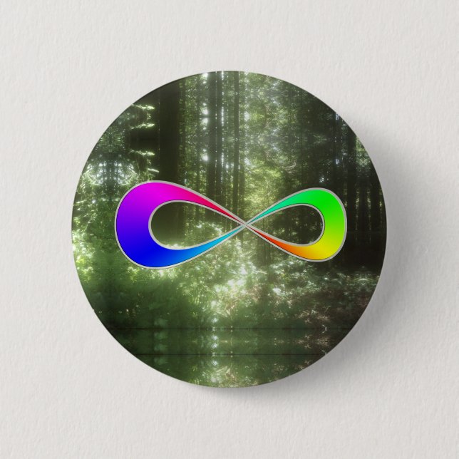 Unendlicher Regenbogenwald Button (Vorderseite)