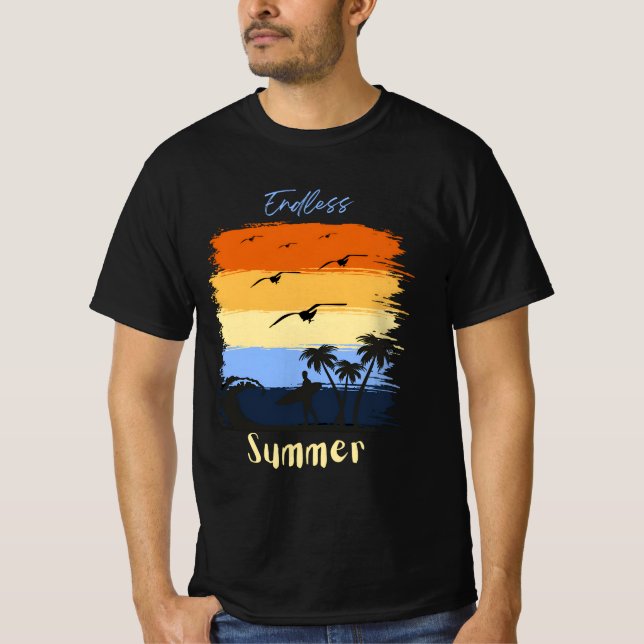 unendlicher Sommer: Vintager Sonnenuntergang beim  T-Shirt (Vorderseite)