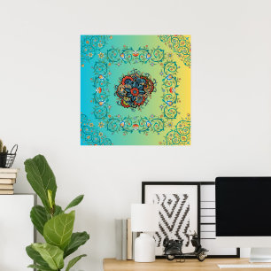 Unendlicher Splendor, Mehndi Green Floral Art Poster