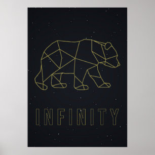 Unendliches Affirmationposter. Gelber Origami Bär Poster