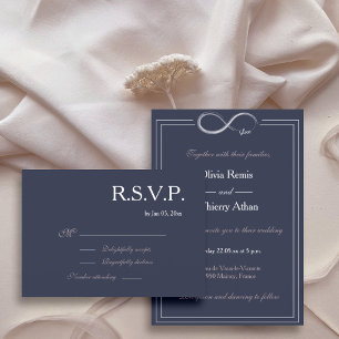 Unendliches Schild blaue rosa weiße Hochzeit RSVP Einladung