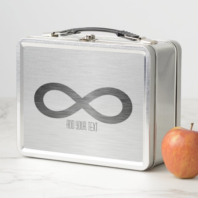 Unendliches Symbol auf Imitaten Metal Texture von  Metall Brotdose (Beispiel)