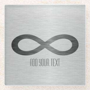 Unendliches Symbol auf Imitaten Metalltextur von S Glasuntersetzer