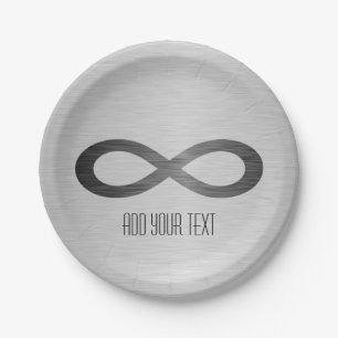 Unendliches Symbol auf Imitaten Metalltextur von S Pappteller