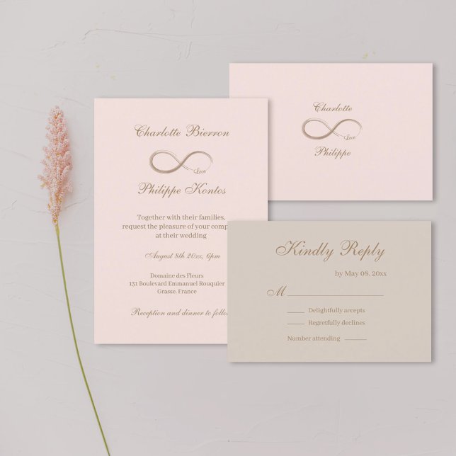 Unendliches Symbol Gold Blush Pink Hochzeit RSVP Einladung (Von Creator hochgeladen)