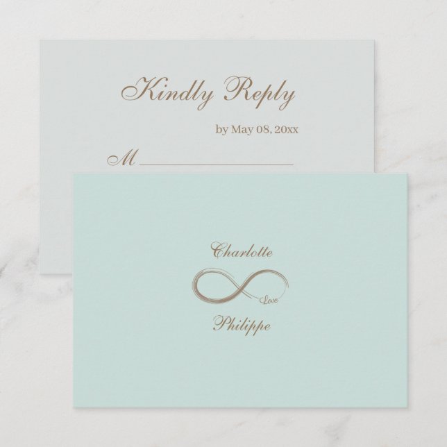 Unendliches Symbol Gold Minze Gray Wedding RSVP Einladung (Vorne/Hinten)