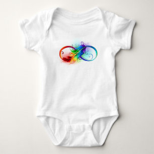 Unendliches Symbol mit Regenbogenfederhalter Baby Strampler