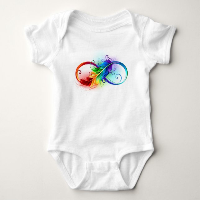 Unendliches Symbol mit Regenbogenfederhalter Baby Strampler (Vorderseite)
