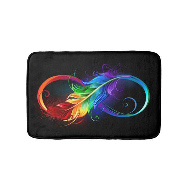 Unendliches Symbol mit Regenbogenfederhalter Badematte (Vorderseite)