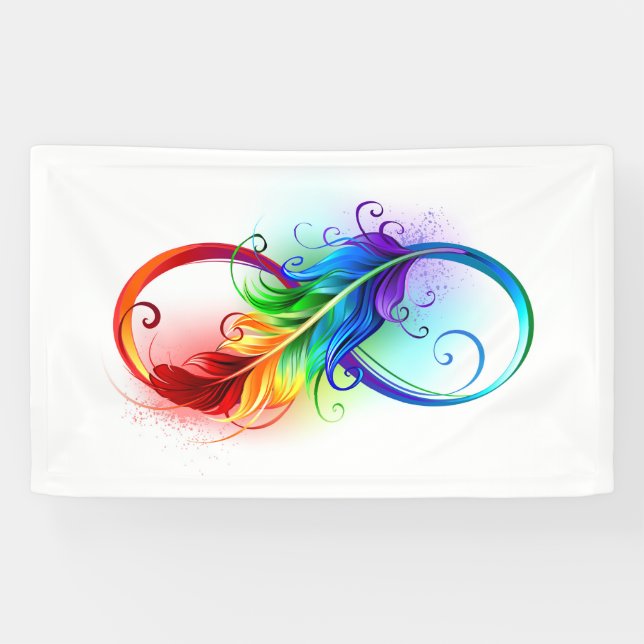 Unendliches Symbol mit Regenbogenfederhalter Banner (Horizontal)