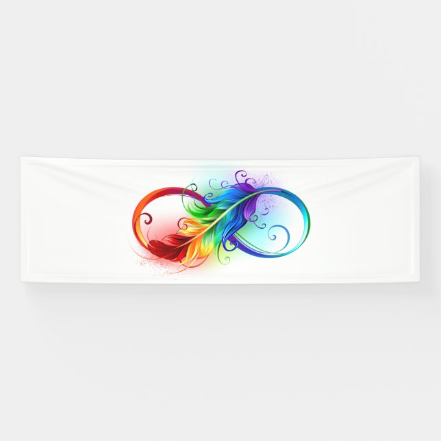 Unendliches Symbol mit Regenbogenfederhalter Banner (Horizontal)