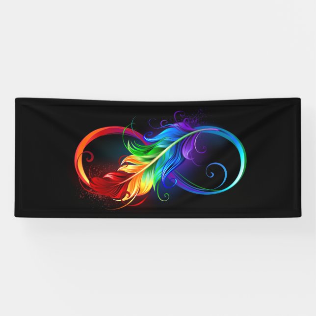 Unendliches Symbol mit Regenbogenfederhalter Banner (Horizontal)