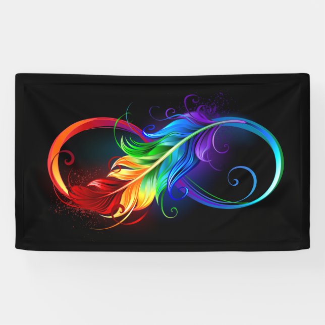 Unendliches Symbol mit Regenbogenfederhalter Banner (Horizontal)