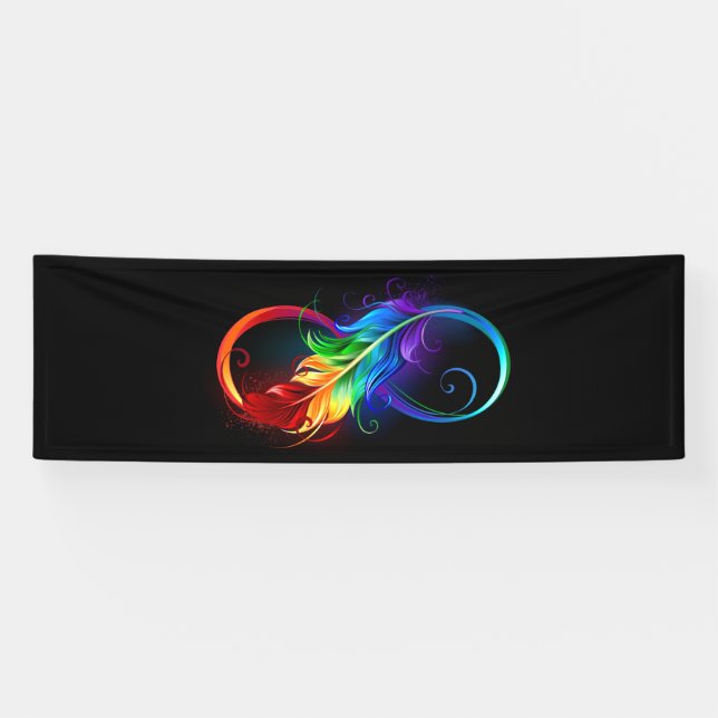 Unendliches Symbol mit Regenbogenfederhalter Banner (Horizontal)