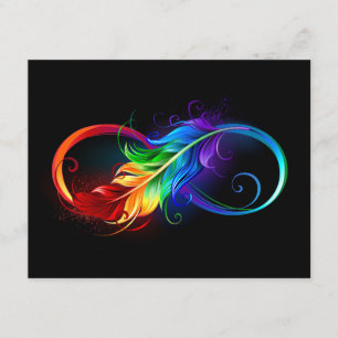 Unendliches Symbol mit Regenbogenfederhalter Begleitkarte