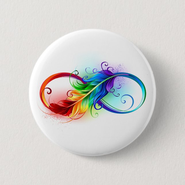 Unendliches Symbol mit Regenbogenfederhalter Button (Vorderseite)