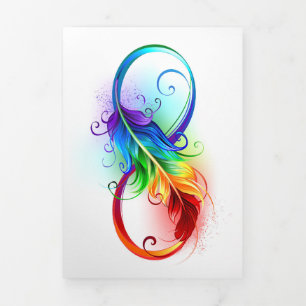 Unendliches Symbol mit Regenbogenfederhalter Dreifach Gefaltete Ankündigung