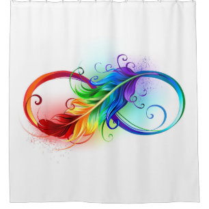 Unendliches Symbol mit Regenbogenfederhalter Duschvorhang