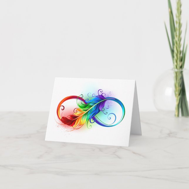 Unendliches Symbol mit Regenbogenfederhalter Einladung (Vorderseite)