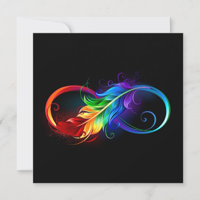 Unendliches Symbol mit Regenbogenfederhalter Einladung (Vorderseite)