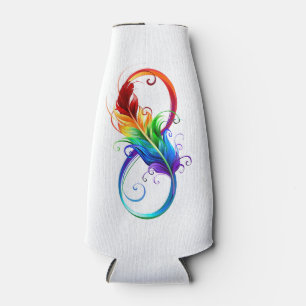 Unendliches Symbol mit Regenbogenfederhalter Flaschenkühler
