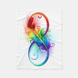 Unendliches Symbol mit Regenbogenfederhalter Fleecedecke