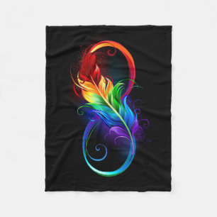 Unendliches Symbol mit Regenbogenfederhalter Fleecedecke