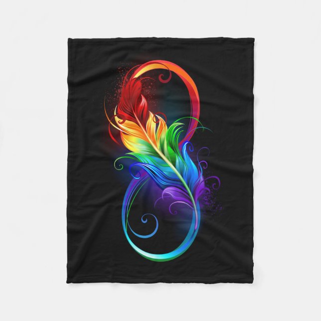 Unendliches Symbol mit Regenbogenfederhalter Fleecedecke (Vorderseite)