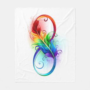 Unendliches Symbol mit Regenbogenfederhalter Fleecedecke
