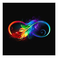 Unendliches Symbol mit Regenbogenfederhalter