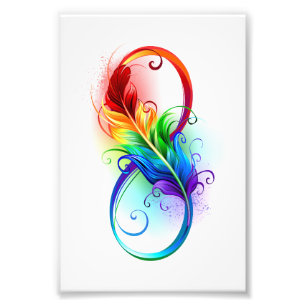 Unendliches Symbol mit Regenbogenfederhalter Fotodruck