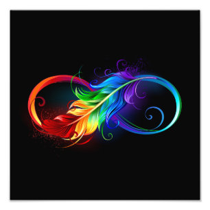 Unendliches Symbol mit Regenbogenfederhalter Fotodruck