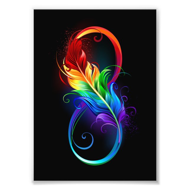 Unendliches Symbol mit Regenbogenfederhalter Fotodruck (Vorne)