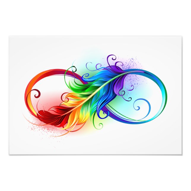 Unendliches Symbol mit Regenbogenfederhalter Fotodruck (Vorne)