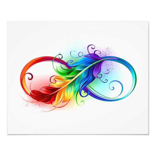 Unendliches Symbol mit Regenbogenfederhalter Fotodruck (Vorne)
