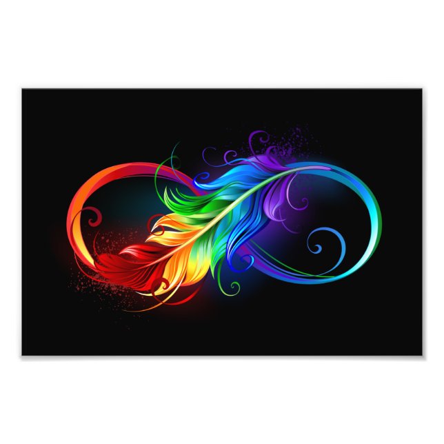 Unendliches Symbol mit Regenbogenfederhalter Fotodruck (Vorne)
