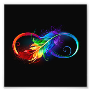 Unendliches Symbol mit Regenbogenfederhalter Fotodruck