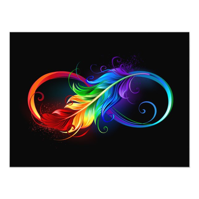 Unendliches Symbol mit Regenbogenfederhalter Fotodruck (Vorne)