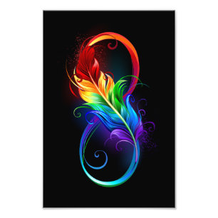 Unendliches Symbol mit Regenbogenfederhalter Fotodruck