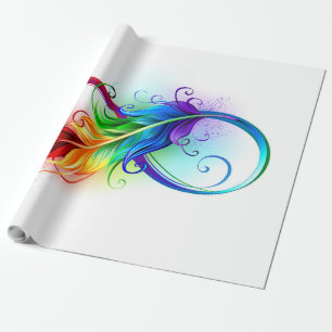 Unendliches Symbol mit Regenbogenfederhalter Geschenkpapier