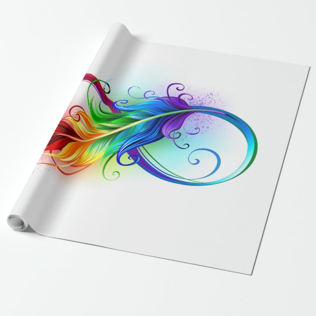 Unendliches Symbol mit Regenbogenfederhalter Geschenkpapier (Ungerollt)