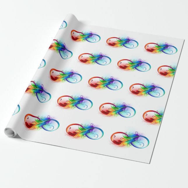 Unendliches Symbol mit Regenbogenfederhalter Geschenkpapier (Ungerollt)