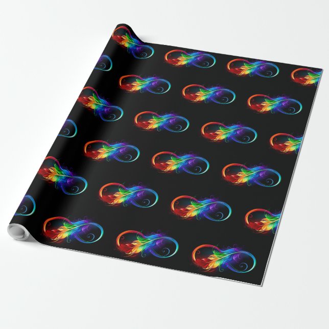 Unendliches Symbol mit Regenbogenfederhalter Geschenkpapier (Ungerollt)