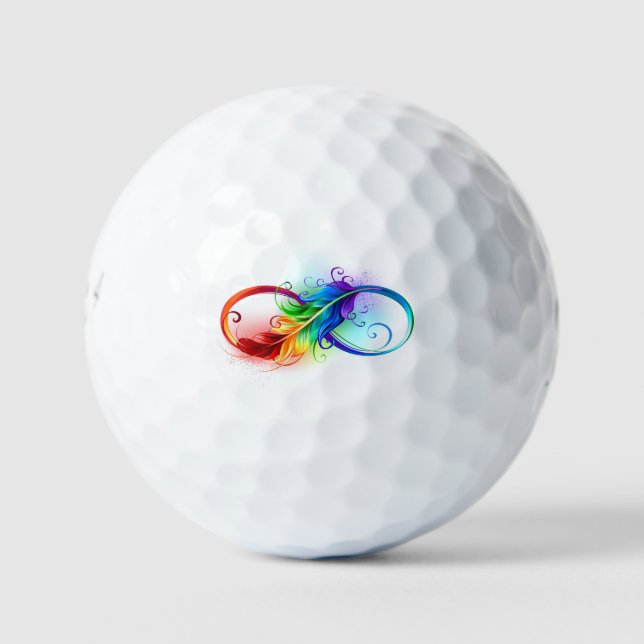 Unendliches Symbol mit Regenbogenfederhalter Golfball (Vorderseite)