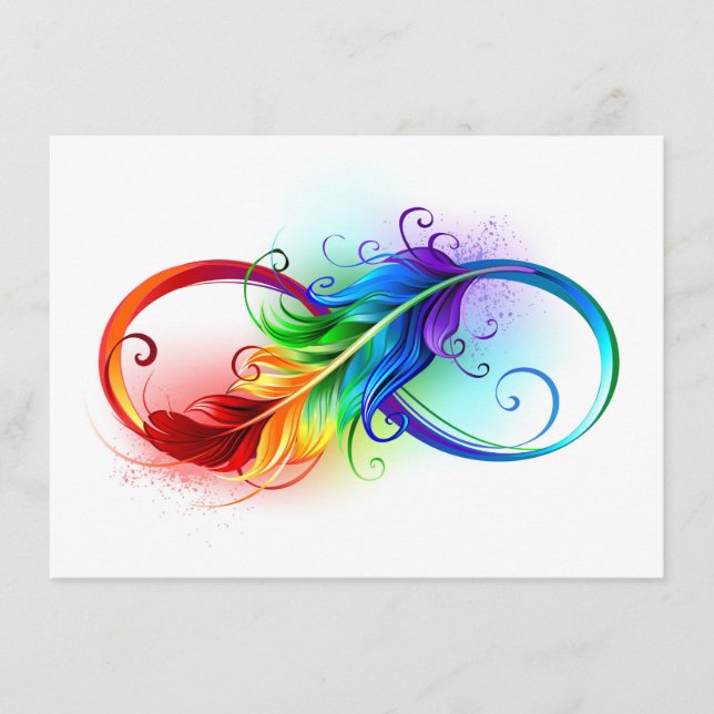 Unendliches Symbol mit Regenbogenfederhalter Hinweiskarte (Vorderseite)