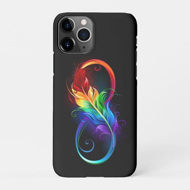 Unendliches Symbol mit Regenbogenfederhalter iPhone Hülle (Rückseite)