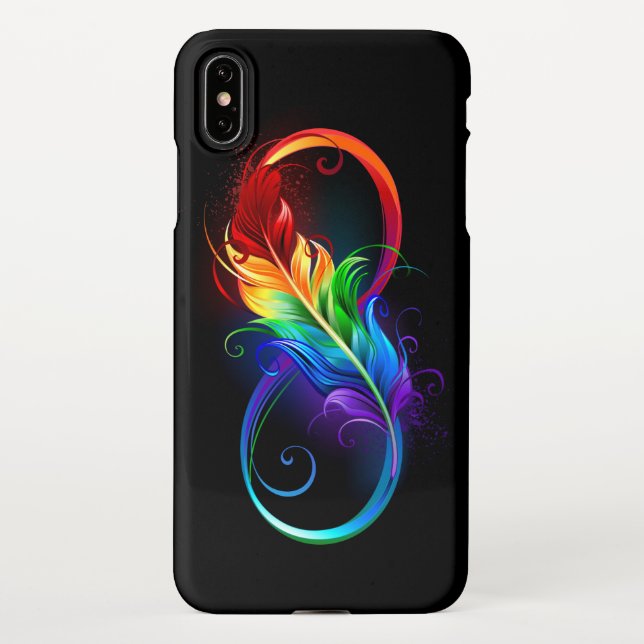 Unendliches Symbol mit Regenbogenfederhalter iPhone Hülle (Rückseite)