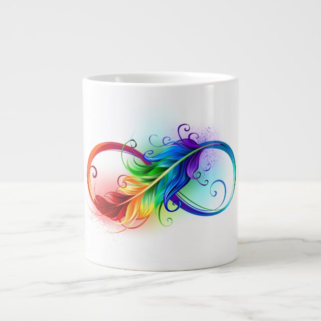 Unendliches Symbol mit Regenbogenfederhalter Jumbo-Tasse (Vorderseite)