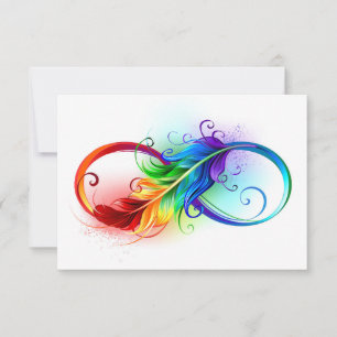 Unendliches Symbol mit Regenbogenfederhalter Karte
