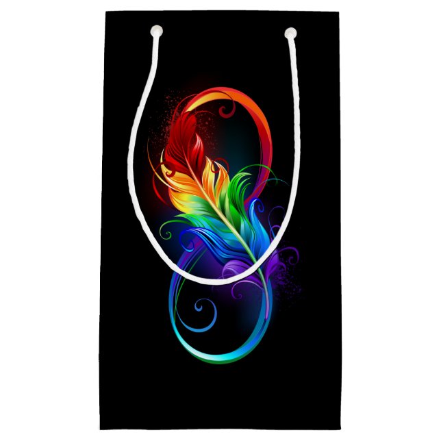 Unendliches Symbol mit Regenbogenfederhalter Kleine Geschenktüte (Vorderseite)